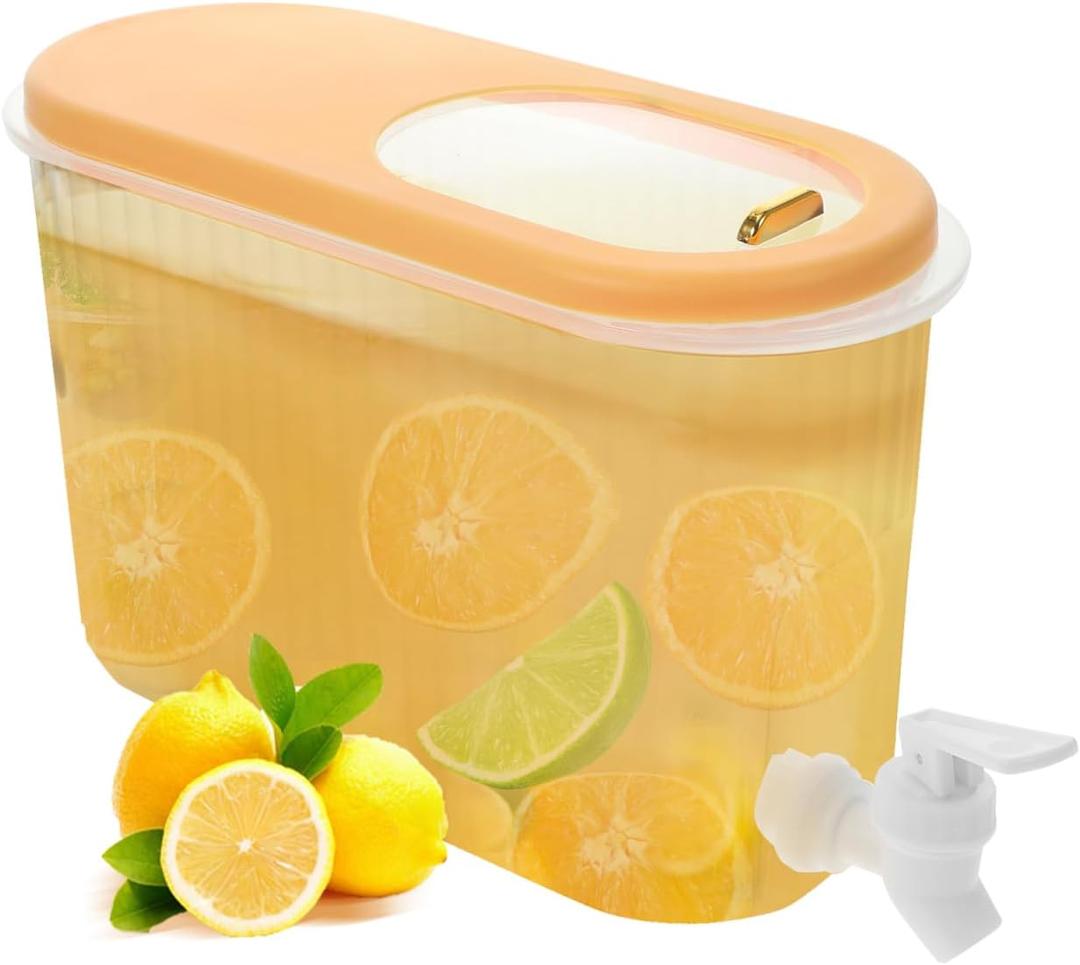 3.5L Plastic Beverage Dispenser with Spigot for Fridge: 0.9 Gallon Leak-proof Beverage Dispenser Summer Drink Container for Iced Tea Lemonade Water Milk(Yelllow) (Multicolor)