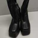 Uacllcau White Platform Boots for Women Ankle Booties Square Toe Chunky High Heel Boots Side Zipper Mid Calf Boots 7.5