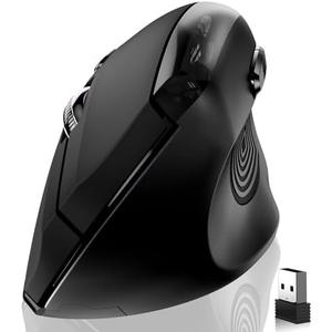 memzuoix Wireless Ergonomic Mouse,Upgraded 2.4G Optical Cordless Mice with 800/1200/1600 DPI,Vertical Computer Wireless Mouse for Laptop,Mac,PC,Desktop (for Right Hand,Large)-Black