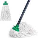 KeFanta Mop for Floor Cleaning,2 Pcs Cotton String Wet Mops Replacement Head Compatible with Microfiber Cloth Mop Refill & 0.8" Diameter Mops Handle,Green(1 Handle & 2 Heads)