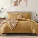 Monbix Queen Comforter Set - 7 Pieces Desert Yellow Bed in a Bag Queen Bedding Sets with Comforters, All Seasons Down Alternative Comforter Bed Set with Sheets, Pillowcases & Shams