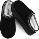 Plush Platform Slippers for Women & Men - Cozy Non-Slip Sole, Warm Fuzzy Lined House Shoes for Indoor Outdoor Short Ankle Slippers (Black, US, Adult, Women, 6.5, Numeric Range, US Footwear Size System, 7, Medium)