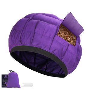 Beautybaby Cordless Deep Conditioning Heat Cap, Microwavable Treatment Steaming Heat Cap for Thermal Spa Curly Hair, 100% Natural Cotton Flaxseed Seed Interior (Purple)
