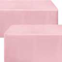 HolidayIdeas 2 Pack Fitted Pink Tableclothes - 48 x 24 Inch - Rectangle Tablecloths for 4 Foot Tables, Polyester Fabric Table Covers for Parties, Baby Shower, Wedding, Trade Show