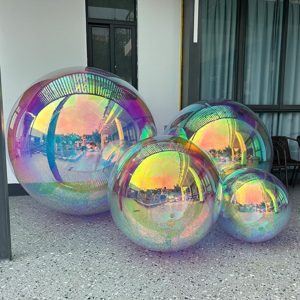 Colorful Inflatable Mirror Ball Reusable Big Shinny PVC Disco Ball Giant Airtight Hanging&Standing Mirror Balloon for Events & Stage Party, Advertising, Shows Decoration (1 Piece,1.5m,Without Pump)