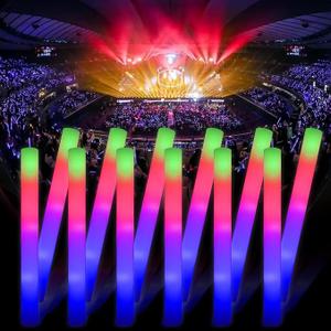 Blu7ive 100 + 11 Pack Foam Glow Sticks Bulk Party Pack,Party Favors Supplies,3 Flashing Modes Glow In The Dark Party Supplies,Light Up Foam Sticks for Wendding Raves Camping Outdoor