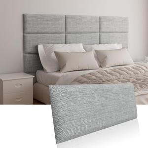 Upholstered Wall Mounted Headboard for Twin in Light Grey, Peel and Stick Wall Padding Panel Terry Cloth, 4 Panels Sized 9.84" x 23.62"