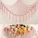 Stuffed Animal Storage Hammock Net - Toy Hammock Net for Stuffed Animals Corner - Hanging Stuff Animal Organizer Holder Large Pink Baby Nursery Room Decor (XL-Large, BabyPink)