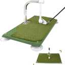 Golf Swing Trainer - Golf Training Equipment with 5 Height Adjustments - Iron and Club Practice Simulator in Home & Indoor - Portable Golf Swing Practice Mat, True Impact (Green)