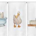 Duck Decor Hand Towels Set of 3, Kids Bathroom Hand Towels, Funny Duck Decorative Towels for Bathroom Decor, 16x24 Inches