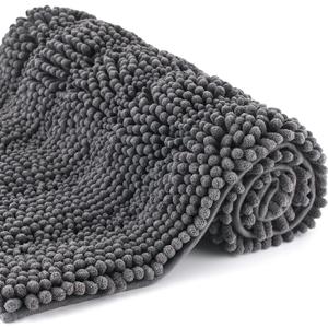 Bath Mat for Bathroom Ultra-Soft Machine Washable Rugs for Shower Room with Non-Slip Backing Shaggy Absorbent Luxury Chenille Bath Rug Perfect for Tub Sink Bedroom Door (20"x59", Dim-Gery)
