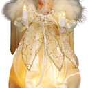 Kurt Adler 10-Light 9-Inch Ivory and Gold Angel Treetop
