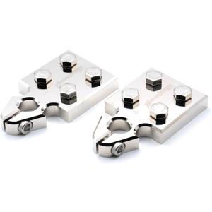 4 Spot Battery Terminal Distribution Block 8AWG up to 4/0(XL) Lug Style SAE Top Post Heavy Duty Electrical Grade Aluminum Pair (4 Spot Top Post)