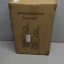 Metal Wall Sconce Candle Lantern Set of 2 - Black Wall Mounted Wood and Metal Hanging Holder with Glass & Candles Vintage Wall Decor for Porch, Living Room, Dining Room, Bedroom Indoor Decor (round)