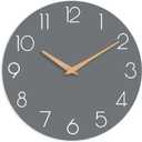 cicininc Wall Clock, 12 Inch Wooden Silent Non-Ticking, Decorative Battery Operated Wall Clocks for Bedroom, Kitchen, Home, Living Room, Office, School, Hotel (Gray)