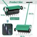 24 Inch Rolling Lawn Aerator, Heavy Duty Manual Aerator Tool, Up to 70 lbs, Push Spike Aeration Tool with 42 Spikes, Suitable for Lawns, Garden, and Yard Grass Aeration [Green]