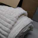 Smoofy Fluffy Full Size Comforter Sets 3 Pieces - Cream White Fleece Fluffy Comforter Set, Luxury Fuzzy Full Bed Set, Soft Comforter Full Size All Season, Heavy Faux Fur Comforter with 2 Pillow Cases