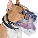 Mayerzon Pitbull Muzzle, Basket Muzzle for Large Dogs Rottweiler to Prevent Biting Chewing Scavenging, Breathable Dog Mouth Guard for Grooming Vet Visits that Allows Panting Drinking L