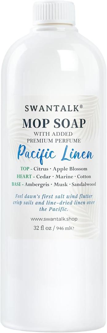 Mop Soap with Long Lasting Premium Perfume, 4X Concentrated Floor Cleaner, Multi Surface Solution for Hardwood, Tile, LVP, Laminate, Pet Friendly, 32 fl oz (Pacific Linen)
