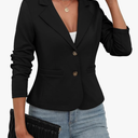 ELLEVEN Women's Casual Stretchy Knit Blazer,Lightweight Slim Fit Jackets Long Sleeve Business Suit with Pockets, Small