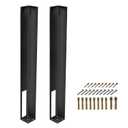 2-Pack Black Vinyl Fence Post Mount Tower, 48" Heavy Duty Steel Post Insert for 4.5 x 4.5 Inch Posts, Post Base Anchor for Concrete or Wood Deck, Complete Mounting Hardware Kit Included