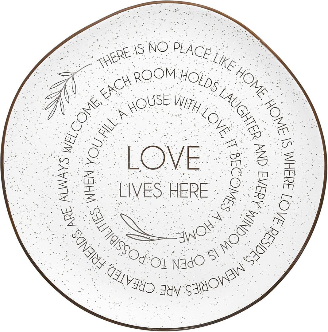 Pavilion Gift Company - Love Lives Here - 10.5" Serving Tray Platter Plate Thanksgiving Fall Serveware Friendship Family Housewarming Apartmentwarming