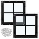 Tandefio 2 Pack 12'' x 12'' Black Flush Mount Shed Window with Tempered Glass Household Windows with Screws for Chicken Coop Sheds Barns Playhouse