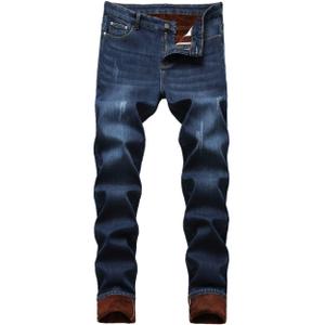 GUNLIRE Men's Thermal Fleece Lined Winter Thicken Warm Slim Fit Stretch Washed Jeans Pants,Dark Blue,32