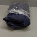 H.VERSAILTEX Linen Blackout Curtains 84 Inches Long 100% Absolutely Blackout Thermal Insulated Textured Linen Look Curtain Draperies Anti-Rust Grommet, Energy Saving with White Liner, 2 Panels, Navy