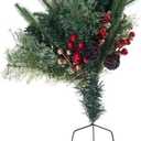 20-Inch Pre-Lit Artificial Christmas Tree, Berry & Pinecone Decor - Battery Operated Urn Filler for Porch, Yard, Tabletop Outdoor Holiday Decoration