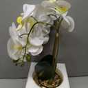 Large White Orchids Artificial Flowers with Gold Pot, 17"