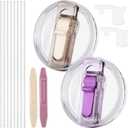 2 Pack Leak Proof Lid for 40oz Stanley H2.0 Quencher, No Spill Lids Replacement 40 oz for Stanley ProTour, with Removable Nozzle (Cream+light purple)