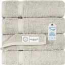 SALBAKOS 100% Turkish Cotton Bath Towels | 4 Piece Turkish Bath Towels Stone 27x54 in Standard Size | Premium Hotel Quality, Super Absorbent, Thick & Plush Turkish Bath Towel (Stone, 4 Bath Towels)