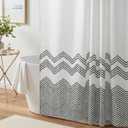 Printed Shower Curtain Set: Hand-Drawn Chevron Modern Geometric Shower Curtain, Zigzag Pattern Waterproof Fabric, Bohemian Bathtub Bathroom Decorations Home Dcor with Hooks, 72" x 72"
