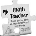 Math Teacher Appreciation Gifts, Thank You Gift for Math Teacher, School Education Team Office Coworkers Staff Appreciation Gifts, Stainless Steel Puzzle Desk Decor Sign, CSA398