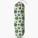 Wall Mount Plastic Bag Holder, Reusable Grocery Sack Organizer, Washable Cotton-Linen Storage, St. Patrick’s Day Green Clover with Stripes Design, Hanging Loop for Kitchen Pantry Decor