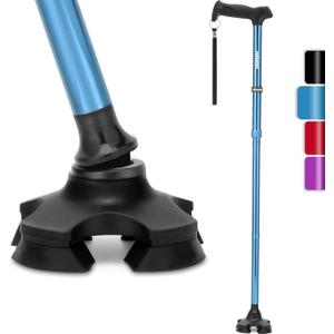 REHAND Walking Cane for Men & Women - Foldable, Adjustable, Lightweight, Self Standing Pivot Walking Cane, Soft Handle Grip, with Travel Bag, Walking Sticks for Seniors & Adults (Blue)