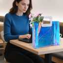 Woeoe 2 Pack Waterproof Plastic Handbag Clear Tote Bags Transparent Shopping Work Travel Tote Bags for Women