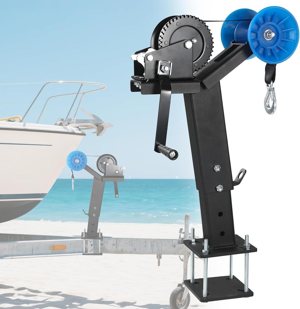 Adjustable Boat Trailer Winch Stand with Roller, 1200LB Boat Winch Compatible with 2.7"-4" W x 5" H Trailer Tongues, Steel Winch Holder for Jet Ski, Sailboat, Speedboat, Fishing Boat