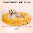 CHEERPALS Weave Cat Bed for Indoor Cats,Cute Pet Bed with Washable Cushion Fluffy Kitty Bed for Small Dog(Eggshell Yellow)