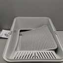 Stainless Steel Litter Box | XXL Deepened 8" Design Enclosed Box with Lid for Big Cats | High Sided, Anti-Urine Leakage | Non-Stick Bottom & Includes Litter Mat & Metal Scoop (Silver Gray)