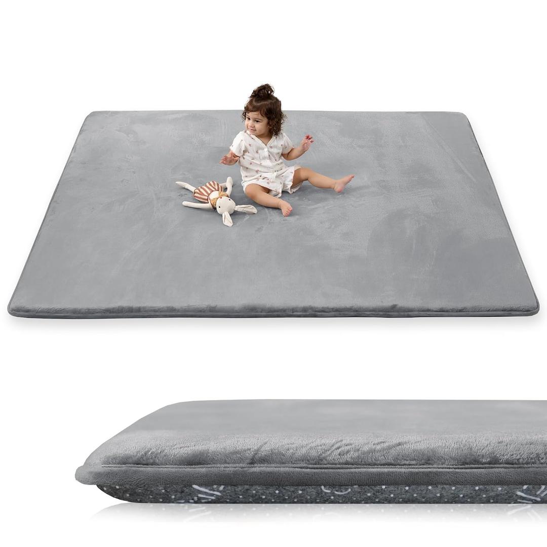 1.5" Thick Baby Play Mat for Floor 39x59 Soft Foam Mats, Dark Grey