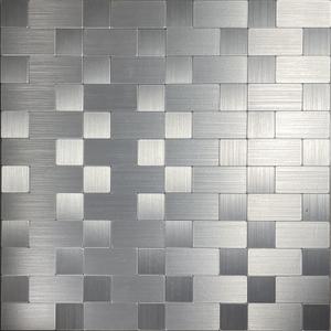 XUANINY Peel and Stick Metal Backsplash Tiles, Self Adhesive Aluminum Mosaic 3D Wall Sticker for Kitchen (Square +Rectangle Stainless Steel, 5 Sheets)