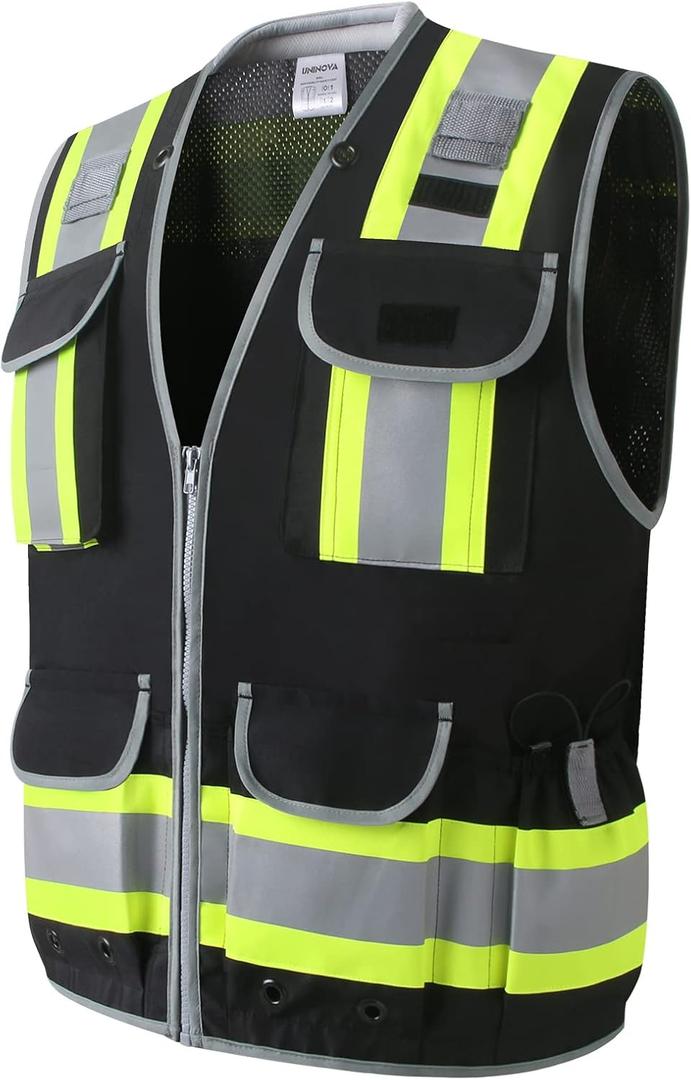UNINOVA Surveyor Safety Vest Reflective for Men, Class 2 Heavy Duty Safety Vests Reflective with Pockets and Zipper (XX-Large-3X-Large) UNINOVA Surveyor Safety Vest Reflective for Men, Class 2 Heavy Duty Safety Vests Reflective with Pockets and Zipper (XX-Large-3X-Large)
