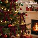 18 Pcs Burgundy Velvet Bows for Christmas Tree  Burgundy Velvet Christmas Tree Bows, Holiday Decorations for Garland Wreath Bow (5 * 7", 1" Wide)