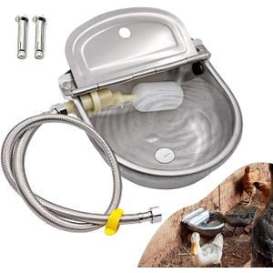 Automatic Water Dispenser for Dog Water Bowl Dispenser Large Size Stainless-Steel Waterer Feeder Self Filling Water Trough for Poultry and Livestock (Stainless Steel, Large)