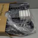 Urackify Stainless Steel Dish Drying Rack - Dish Drainer for Kitchen Counter, Extendable Drainboard with Foldable, Space-Saving Cup & Bowl Organizer, Includes Knife and Utensil Holder, Gray