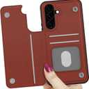 LETO for Samsung Galaxy A15 5G Wallet Case - Flip Folio Leather Kickstand - Credit Card Holder - Fashionable Flower Designs - Protective Phone Cover for Women and Girls - 6.5" - Dark Brown