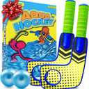 Fun Mini Hockey Sticks Game - Play at the Pool & Beach or in Home - For Kids & Adults All Ages - Use The Floating Soft Paddles to Shoot the Water Skipping Balls - Comes With 2 Sticks & 2 Balls
