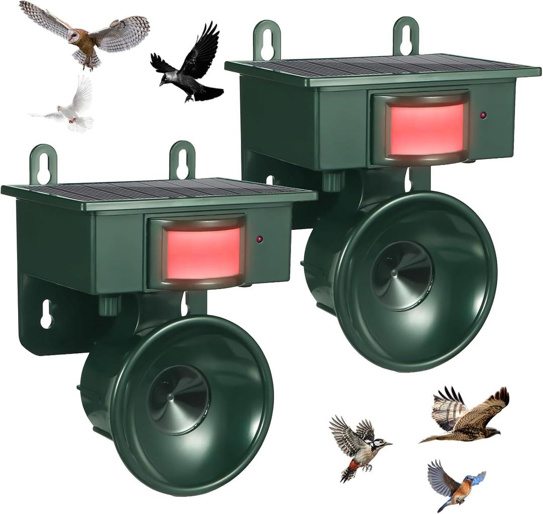 2026 Ultrasonic Bird Repeller Solar Powered Outdoor Motion Activated Bird Pigeon Deterrents for Outside Woodpecker Goose Repellent Devices for Porch Patio Balconies Rooftops 1-Pack